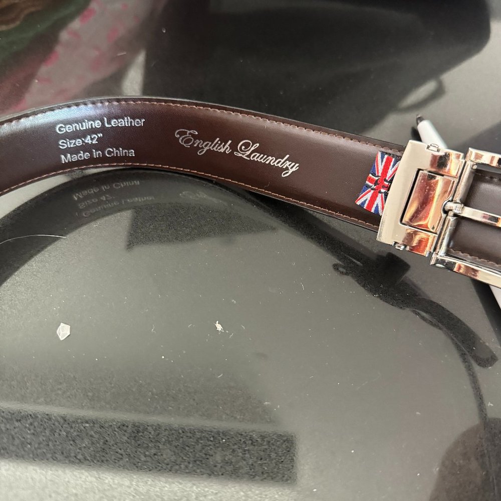 Mens English Laundry Genuine Leather Belt -Size 42 Black (L12)